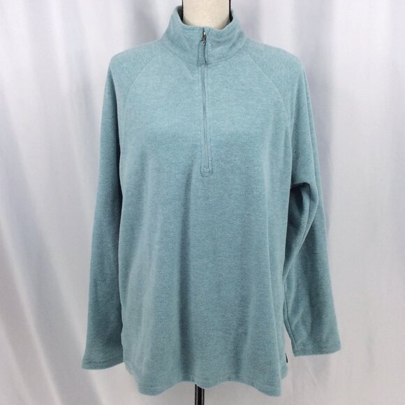 Eddie Bauer 1/4 Zip Fleece Pullover Sweatshirt Womens Size XL Teal Blue - Picture 4 of 11